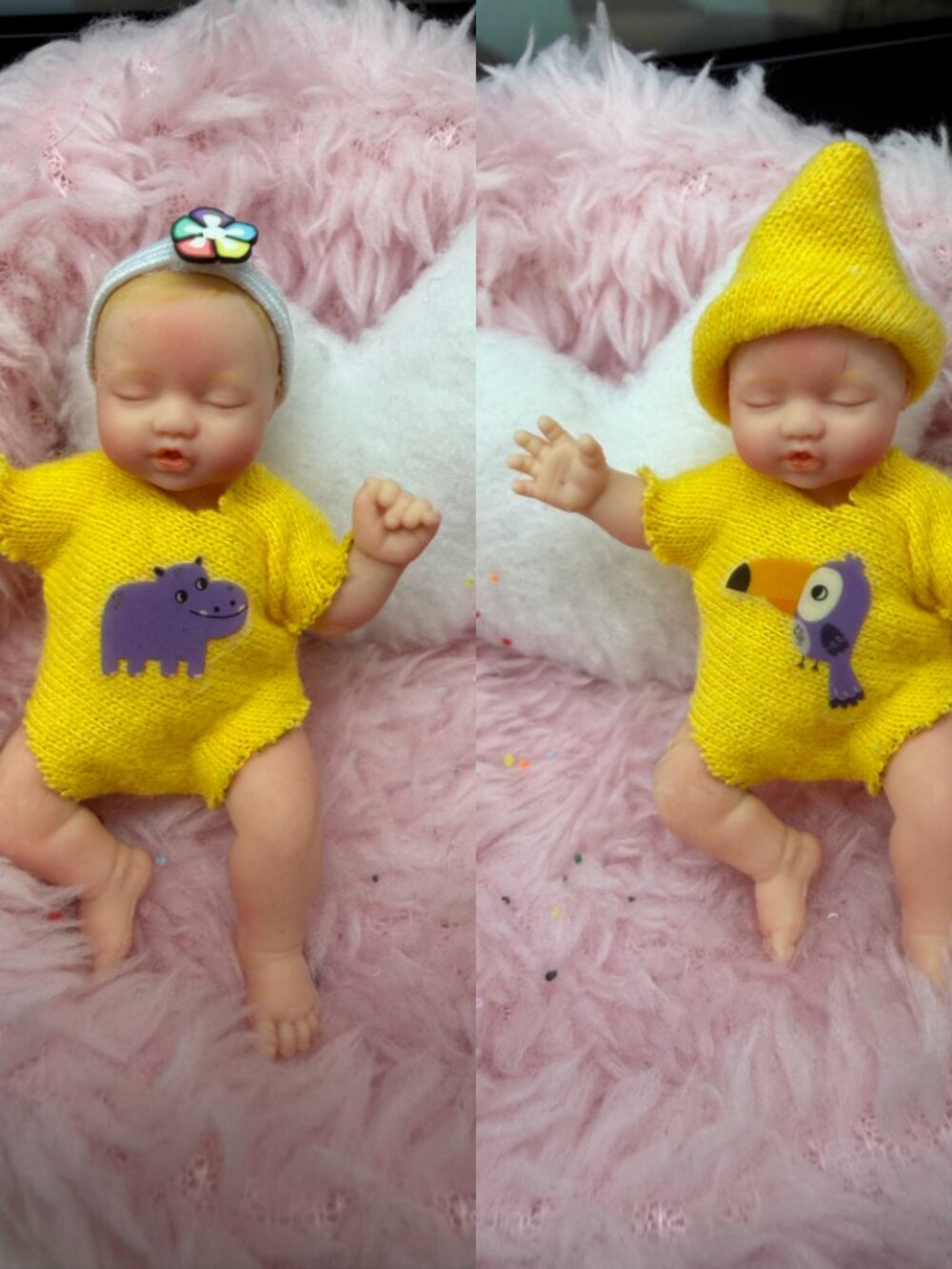 Yellow Bodysuit + Cap for Mini Zuru Babies Series